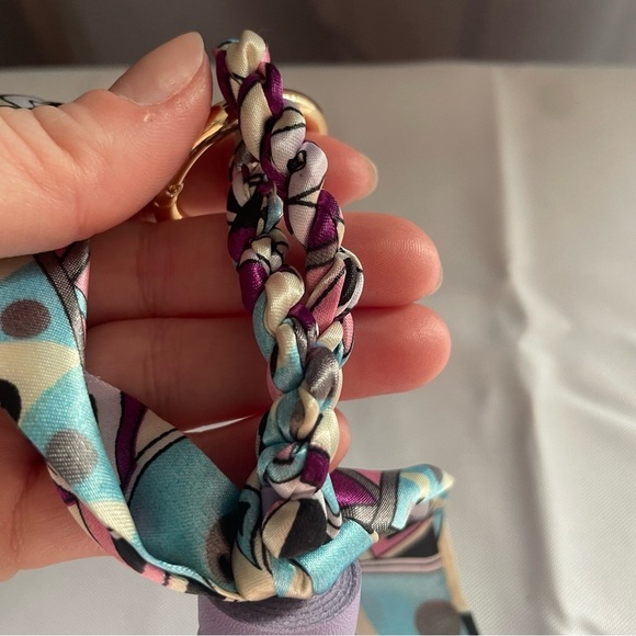 Classic Satin Scarf Tassel Faux Leather Key Chain Pendant Bag Charm Twilly - Picture 4 of 7